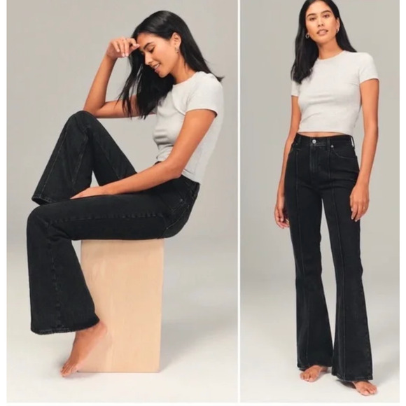 NWT Abercrombie 70s Vintage Flare Ultra High Rise Jeans Plus Size 24W Denim - Picture 1 of 7